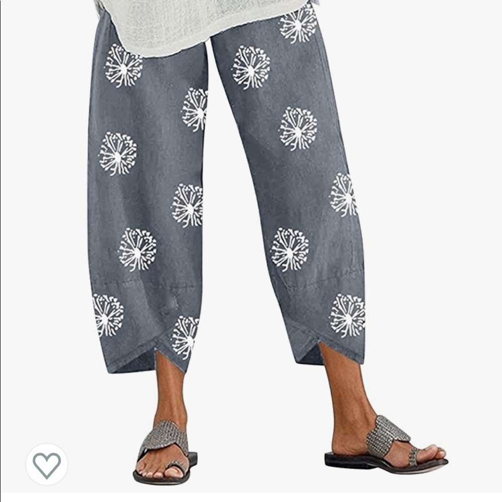 Wide Leg 3X Linen Cropped Pants Harem Trouser